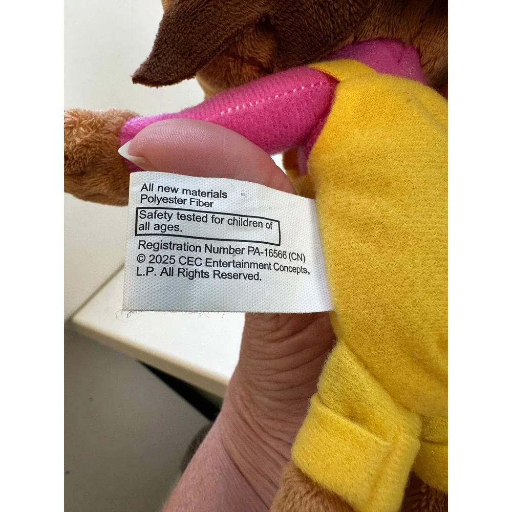 Chuck E Cheese Bella B Bunny Plush Toy Brown Rabbit Yellow Overalls 12.5 Inch